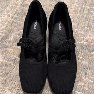 VIVAIA Black Square-Toe Mary Jane Heels 🖤♻️ (US 8.5)